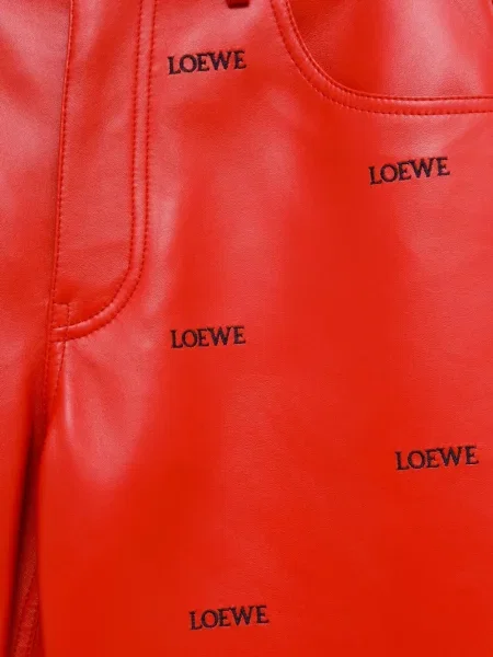 Pantaloni Loewe din piele cu imagine roșu
