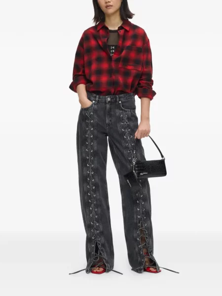 Top Karl Lagerfeld Jeans în carouri roșu
