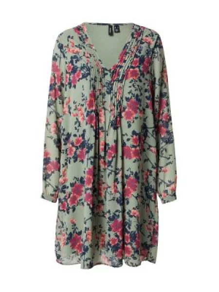 VERO MODA Rochie verde închis / roz / roz alb
