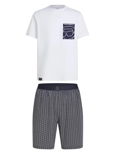 Karl Lagerfeld Pijama scurtă Ikon albastru închis alb
