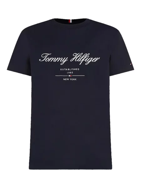 Tricou Tommy Hilfiger cu autograf albastru