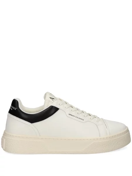 Sneakerși Armani Exchange din piele cu imagine alb
