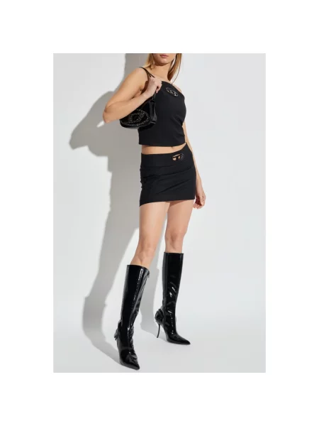 Top Diesel wełniany elegancki z dekoltem halter czarny