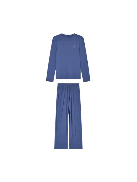 Piżama Emporio Armani wełniana niebieska