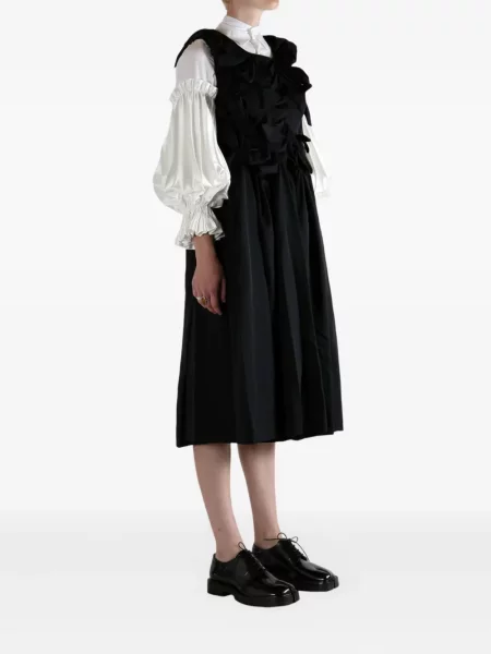 Вълнена костюм миди рокля Comme Des Garçons до коляното черно