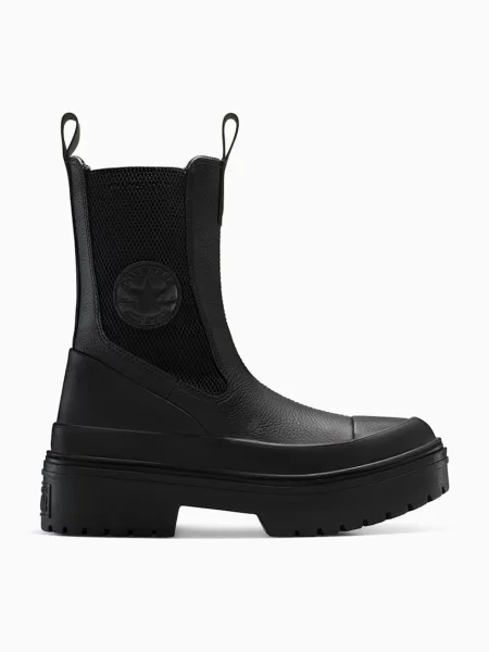 Converse ghete chelsea de piele Chuck Taylor All Star Lugged Heel Nu cu platformă negru