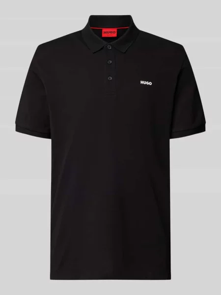 Koszulka polo z nadrukiem z logo model ‘Donos’ Hugo czarne