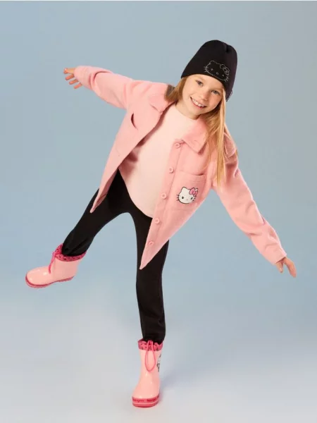 Sinsay Košilová bunda s měkkým provedením a příměsí vlny a viskózy Hello Kitty růžová
