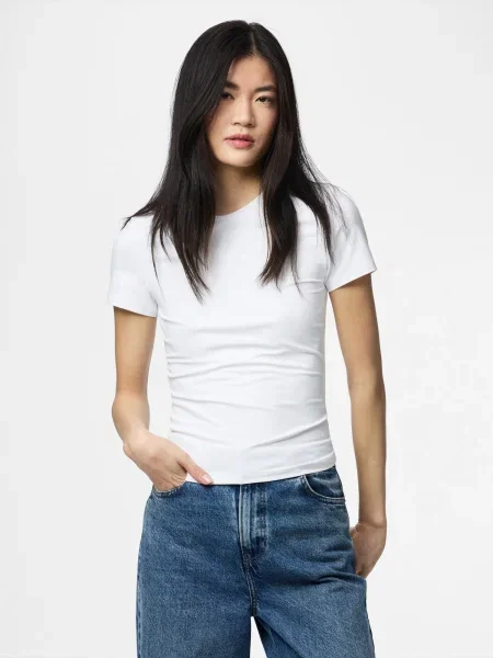 PIECES Tricou PCLULA' alb