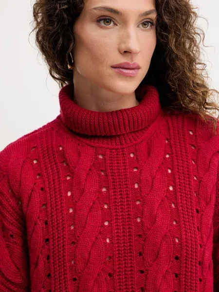 Светр з вовною Twinset теплий гольф червоний