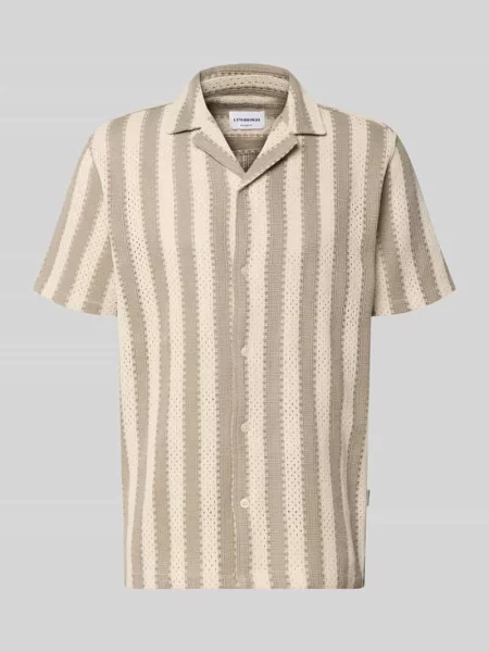 Nowoczesny krój modern fit koszula casualowa z kołnierzem z połami Lindbergh brązowa
