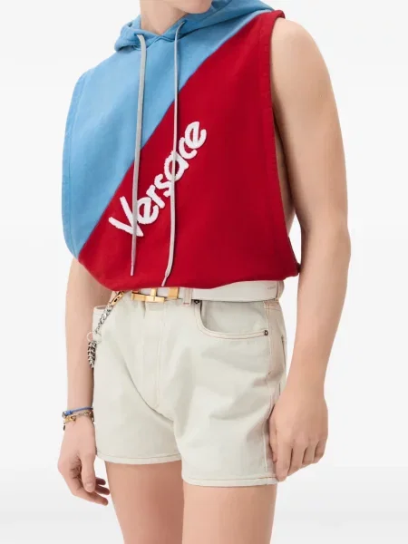Αμάνικο hoodie Versace με κέντημα μπλε