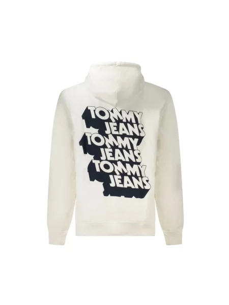 Bluza z kapturem Tommy Jeans z kapturem z nadrukiem z długim rękawem biała