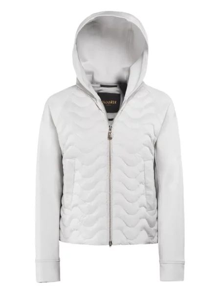 Geacă Moorer cu glugă alb
