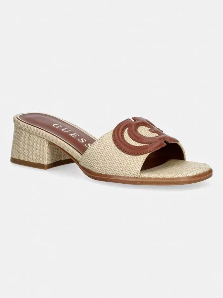 Pantofi Guess cu toc gros bej