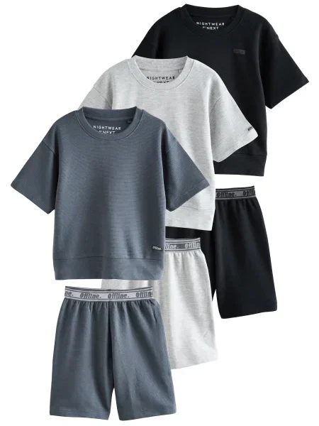 Next Pijamale albastru marin / gri amestecat negru