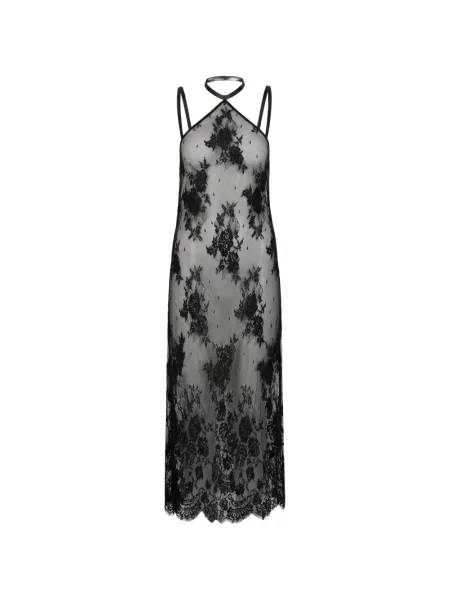 Rochie midi Almaz cu model floral din dantelă negru