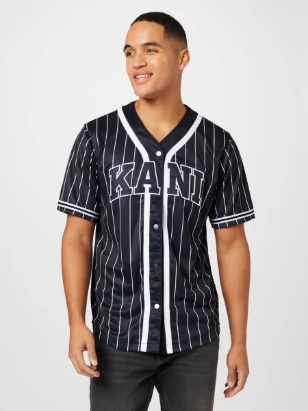 Karl Kani Majica Serif Pinstripe črna bela