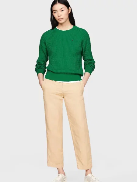 Лляні штани Tommy Hilfiger бежеві