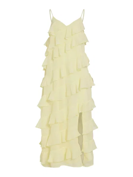 VILA Rochie VILUNA pastel galben