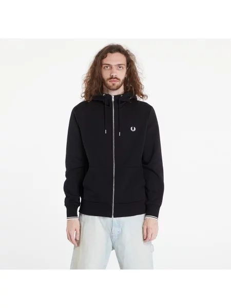 Hanorac FRED PERRY Hooded Zip Through Sweatshirt Black L negru