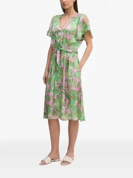 Rochie midi La Petite Française cu model floral cu imagine până la genunchi verde