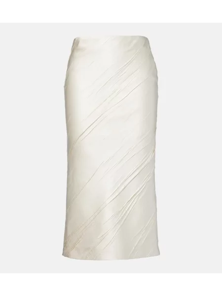 Fustă tip creion Sportmax din satin plisată alb