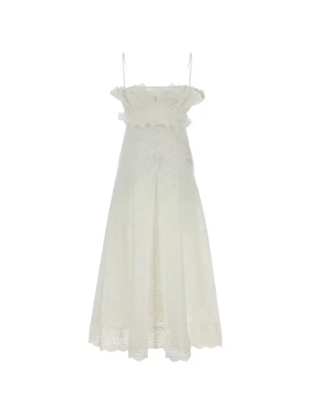 Rochie Alberta Ferretti cu broderie de costum alb