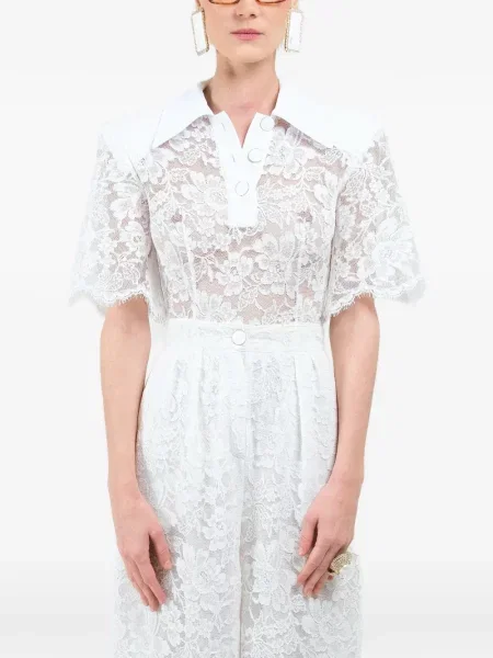 Polo Rowen Rose din dantelă scurt alb