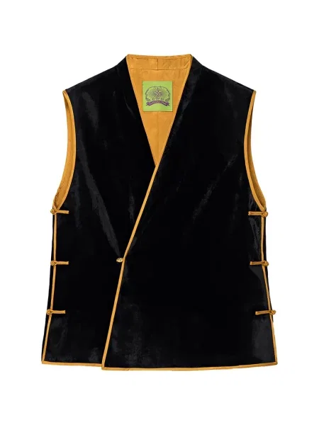Reversibil vestă Shanghai Tang de mătase negru