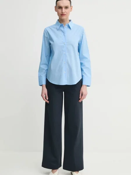 Marc O'Polo spodnie granatowy szerokie high waist