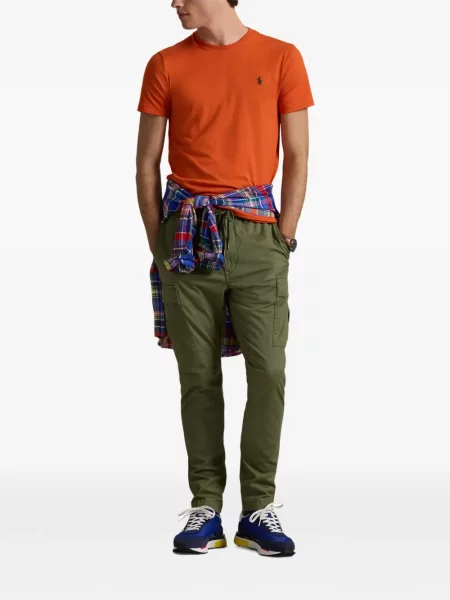 Tricou polo Polo Ralph Lauren cu glugă cu blană cu broderie roșu