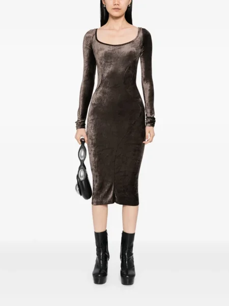 Rochie Rick Owens Lilies din velur maro