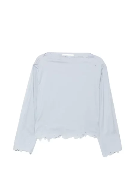 Bluză Jnby cu broderie cu model floral albastru