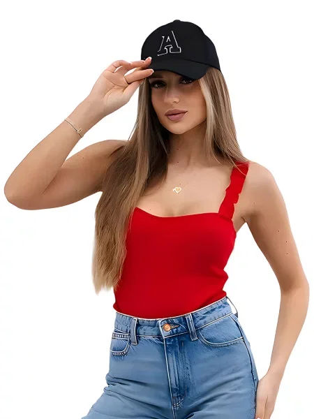 Tělová halenka na ramínka červená