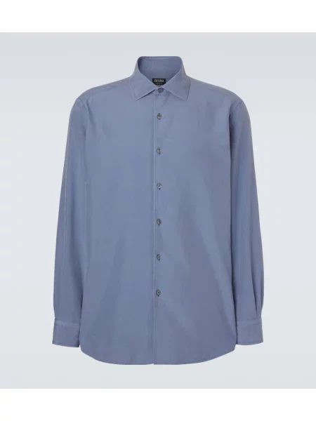 Cămașă Zegna de mătase albastru