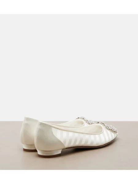 Balerini Manolo Blahnik din organza alb