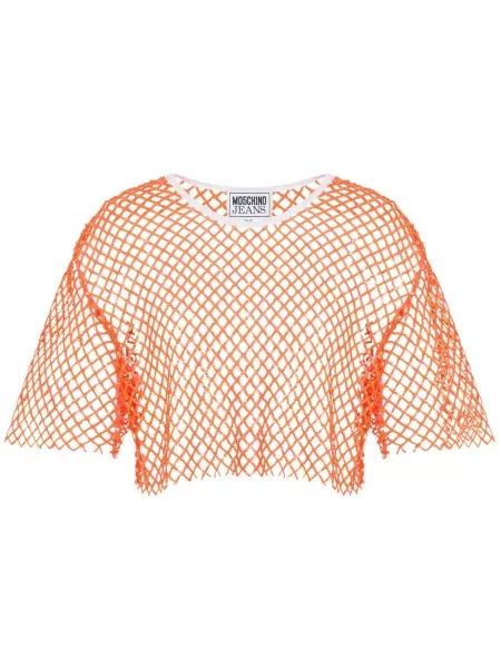 Koszulka Moschino Jeans z siateczką pomarańczowa