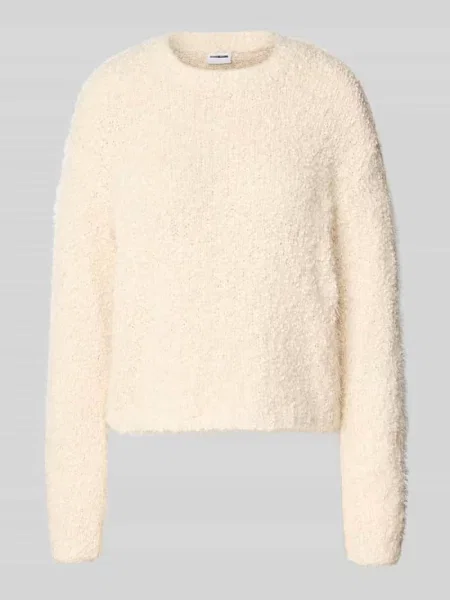 Sweter z dzianiny z efektowną przędzą model ‘SASSY’ Noisy May beżowy