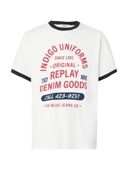 REPLAY Tricou roșu deschis / negru / natural alb