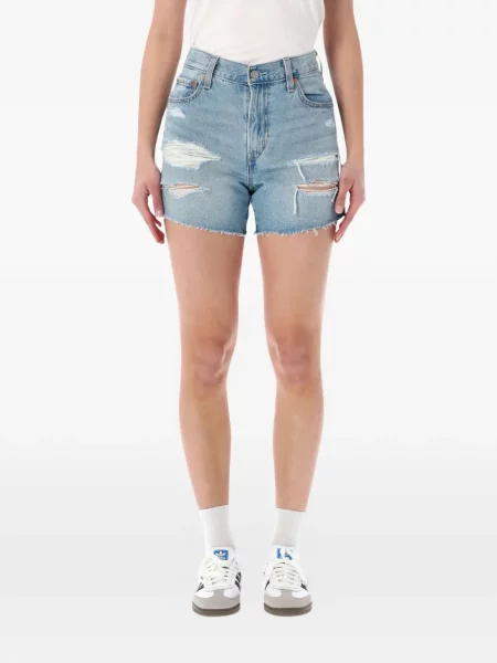 Udo szerokie szorty jeansowe Levi's z przetarciami niebieskie