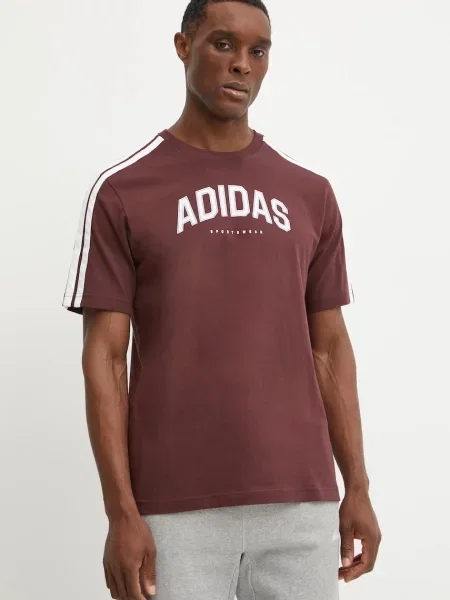 Тениска adidas M C COLLE Collegiate с принт бордо