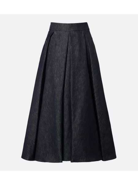 Fustă din denim 's Max Mara plisată până la genunchi albastru