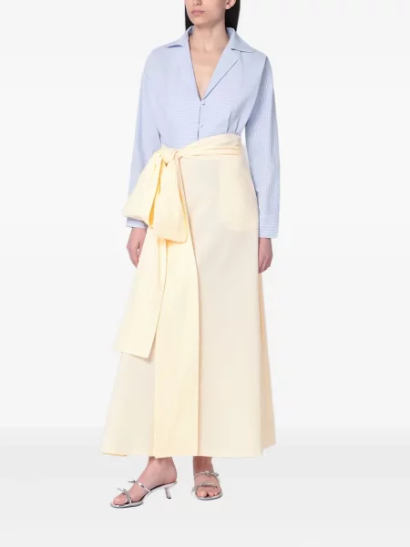 Rochie maxi Bernadette cu funde de costum albastru