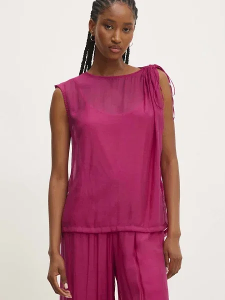 Блуза Answear Lab с изчистен дизайн розово