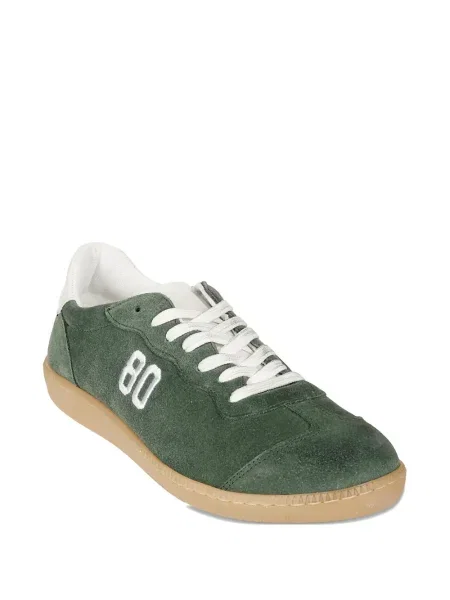 Sneakerși Be980 din piele de căprioară verde