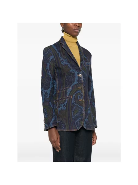 Marynarka Etro z wzorem paisley ze stretchu niebieska