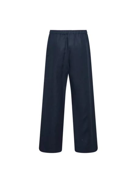 Lniane spodnie Max Mara niebieskie