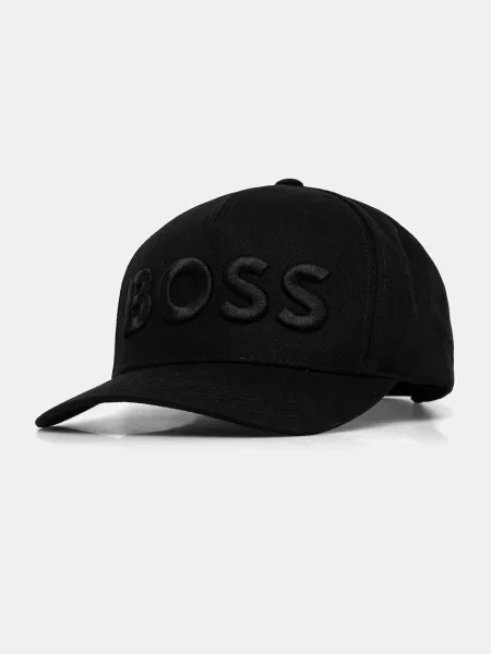 Шапка с козирка BOSS с апликация черно