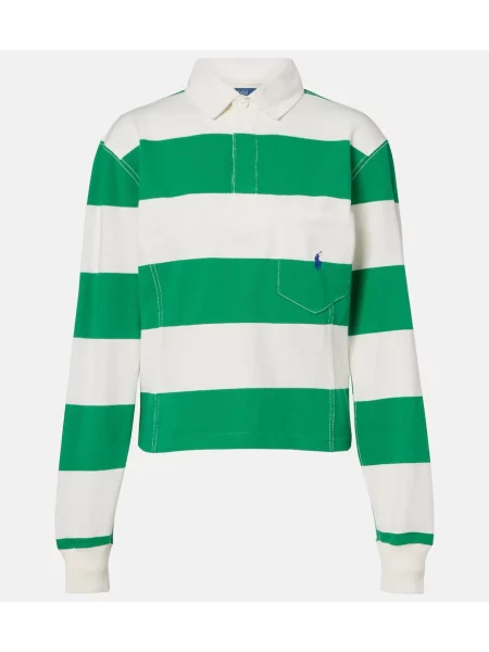 Top Polo Ralph Lauren w paski z dżerseju zielony